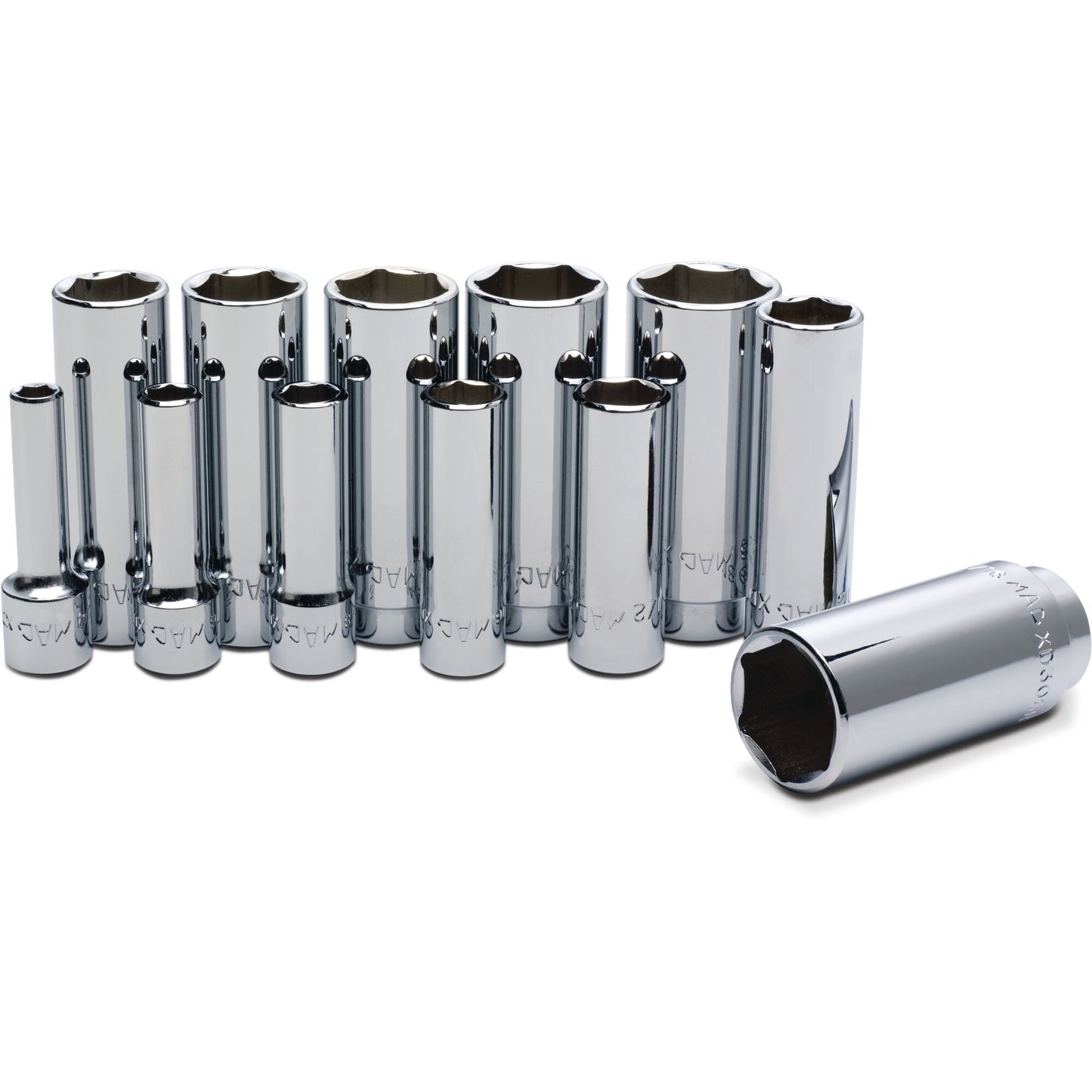 Socket Set, Deep SAE in Metal Tray 3/8" Drive - 12-PC.