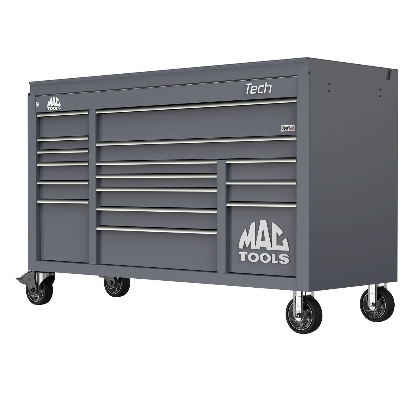Tech™ Series 16-Drawer Drop Top Workstation - Carbon Gray