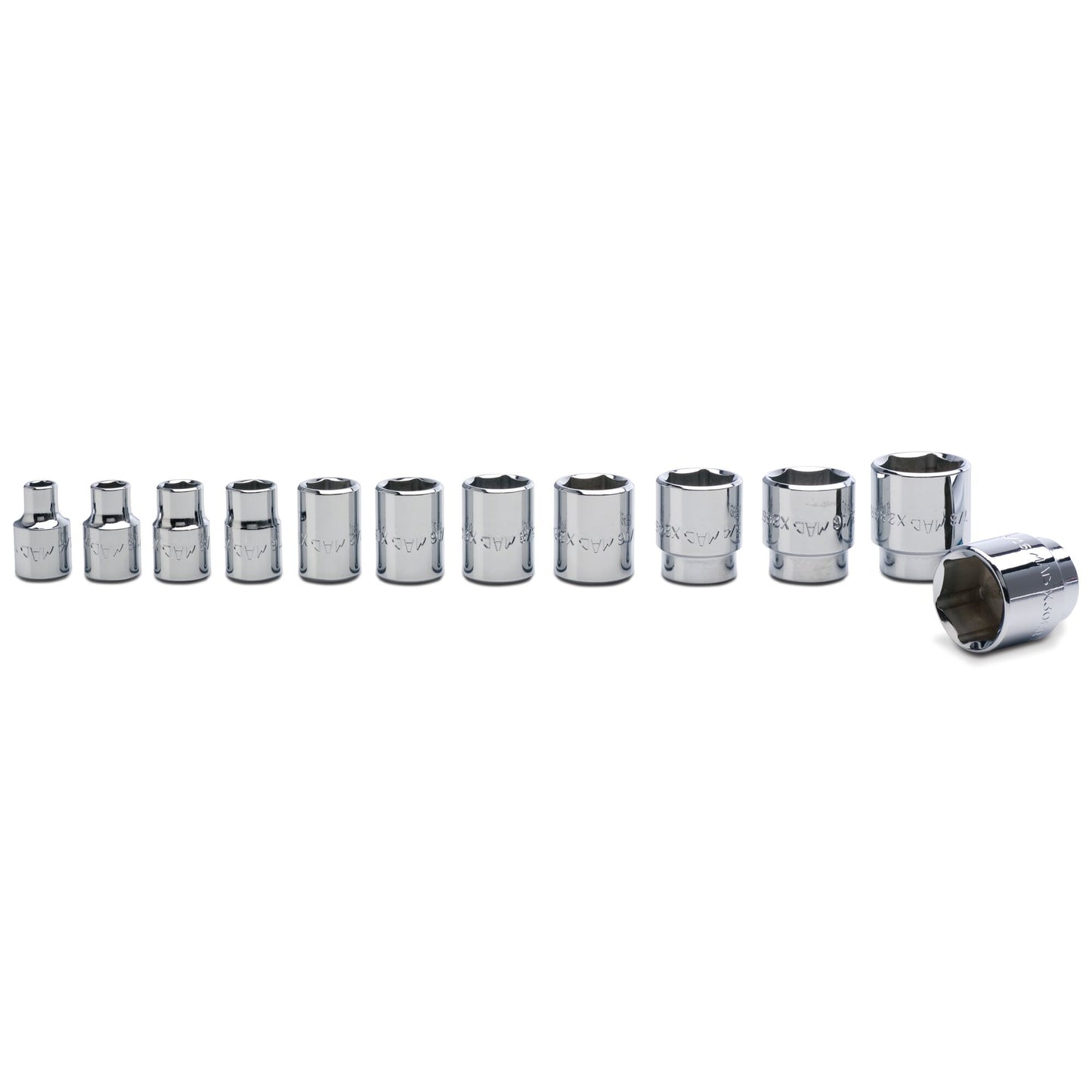 Socket Set, Standard SAE in Metal Tray 3/8" Drive - 12-PC.