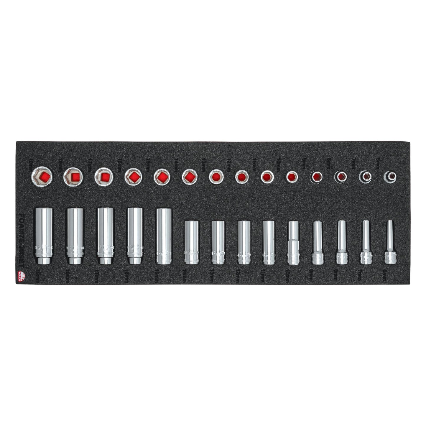 28-PC. 3/8" Drive Metric Socket Foam Set