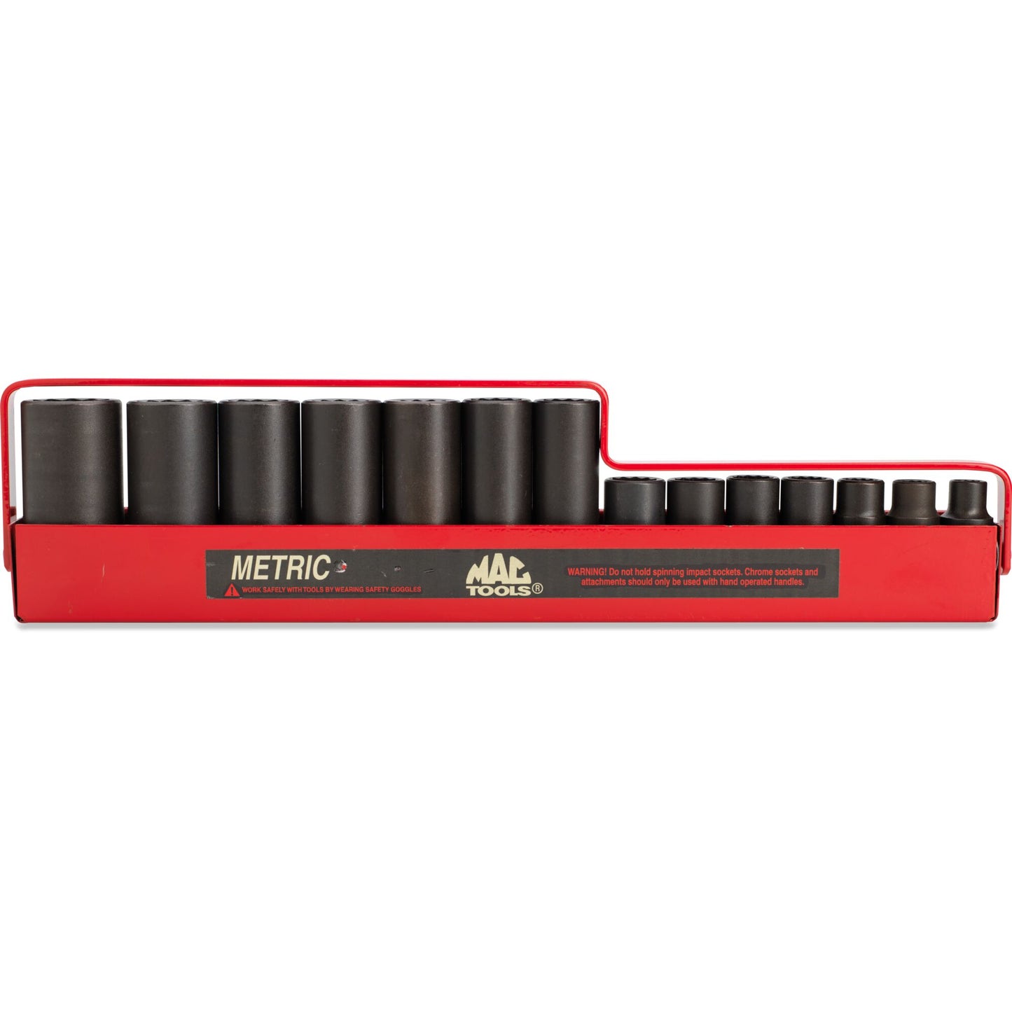 Socket Set, Deep Impact Metric in Metal Tray 3/8" Drive - 14-PC. – 12-PT.