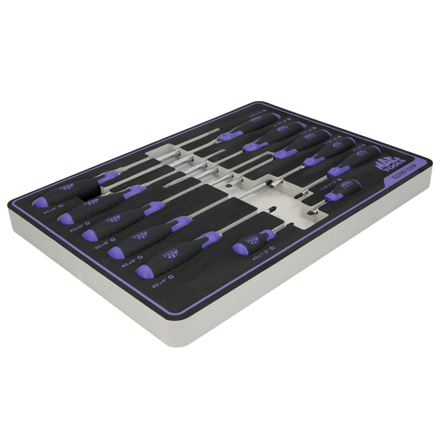 12-PC. Screwdriver Set In Foam - Purple