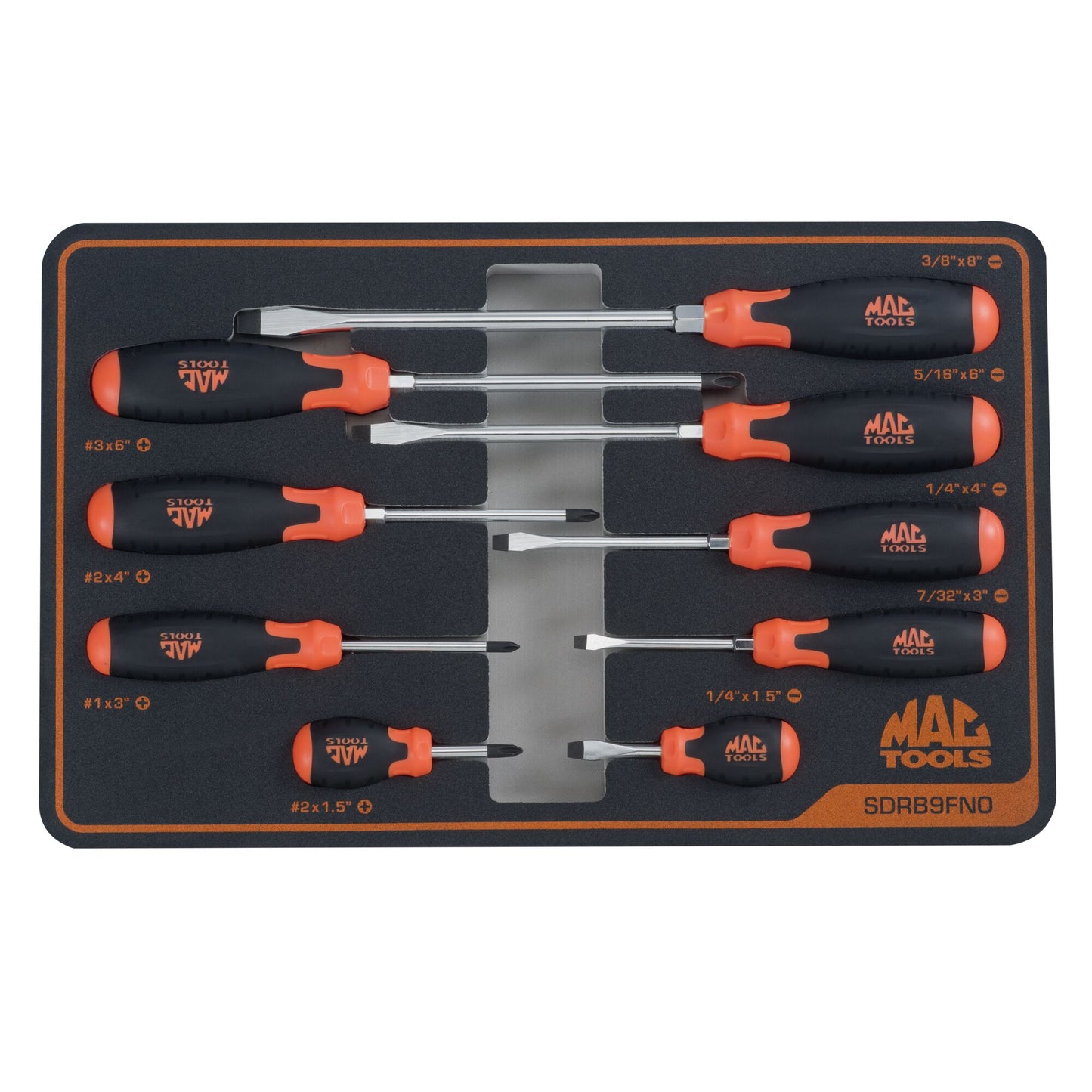 9-PC. Screwdriver Set in Foam - Orange