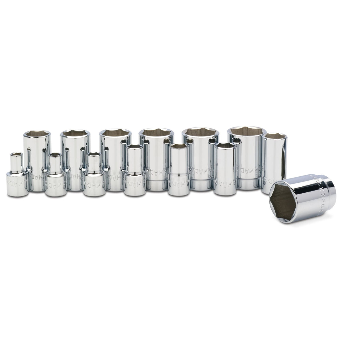 Socket Set, Intermediate SAE in Metal Tray 3/8" Drive - 14-PC.
