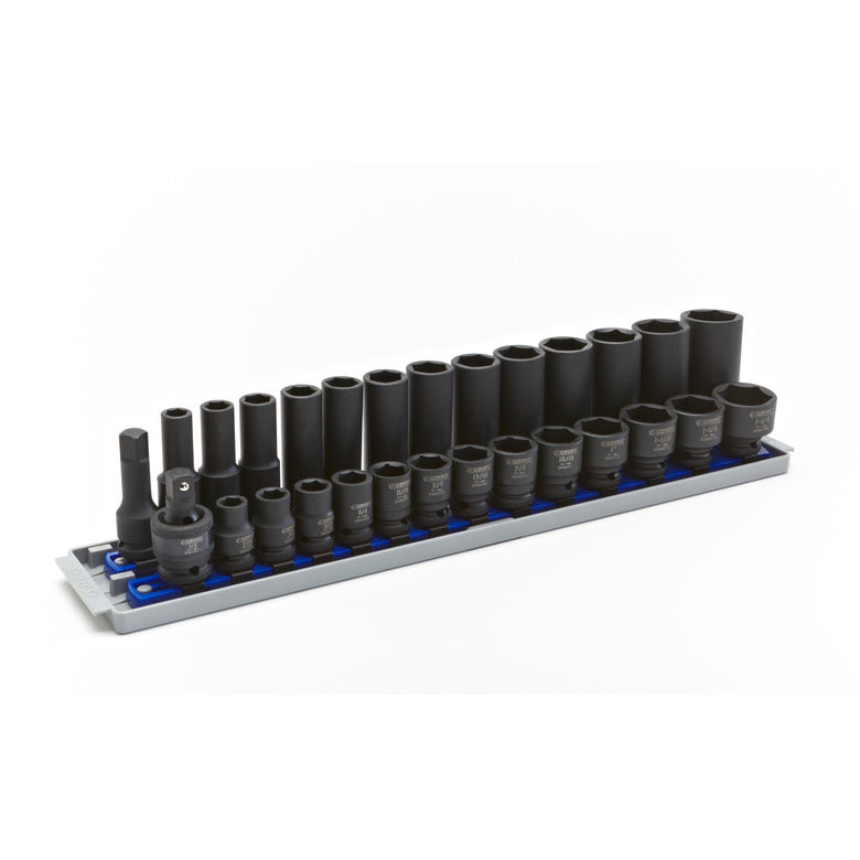 28-PC. 1/2" Drive Combination SAE Impact Socket Set - 6-PT.
