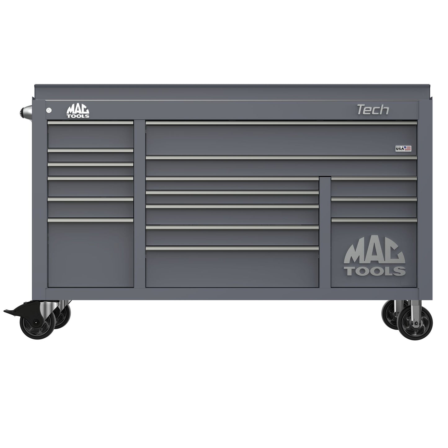 Tech™ Series 16-Drawer Drop Top Workstation - Carbon Gray