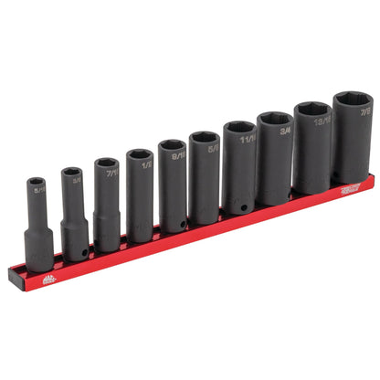 10-PC. 3/8" Drive SAE Deep Impact Socket Set - 6-PT.