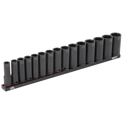 15-PC. 3/8" Drive Metric Deep Impact Socket Set - 6-PT.