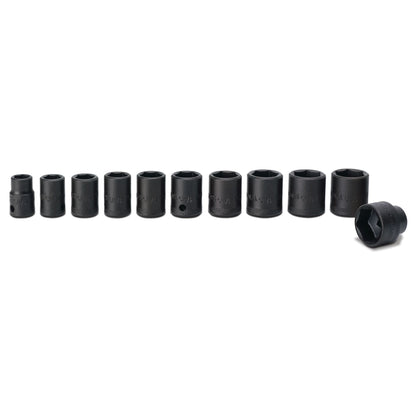 Socket Set, Standard Impact Metric in Metal Tray 3/8" Drive - 11-PC.