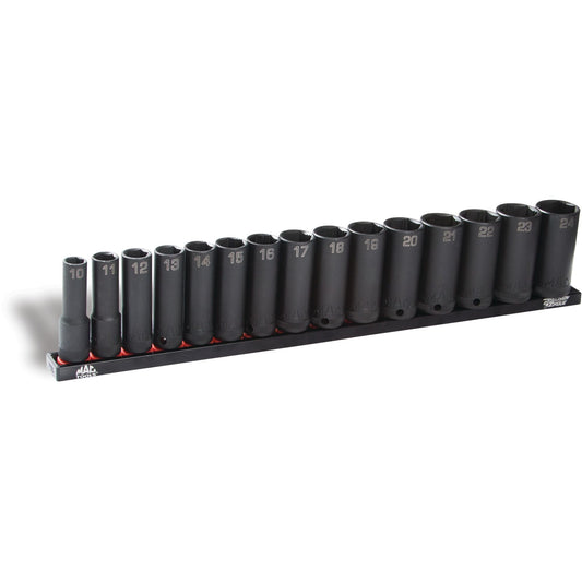 15-PC. 3/8" Drive Metric Deep Impact Socket Set - 6-PT.