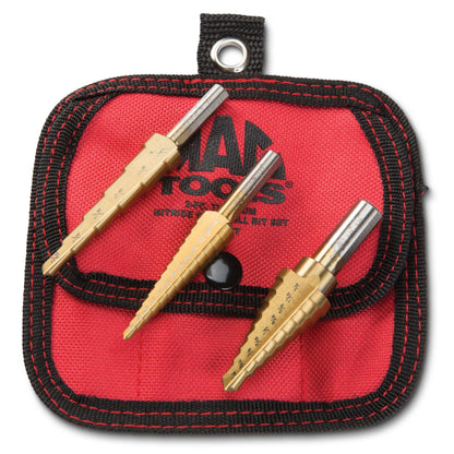 3-PC. Titanium-Nitride Coated Step Drill Set