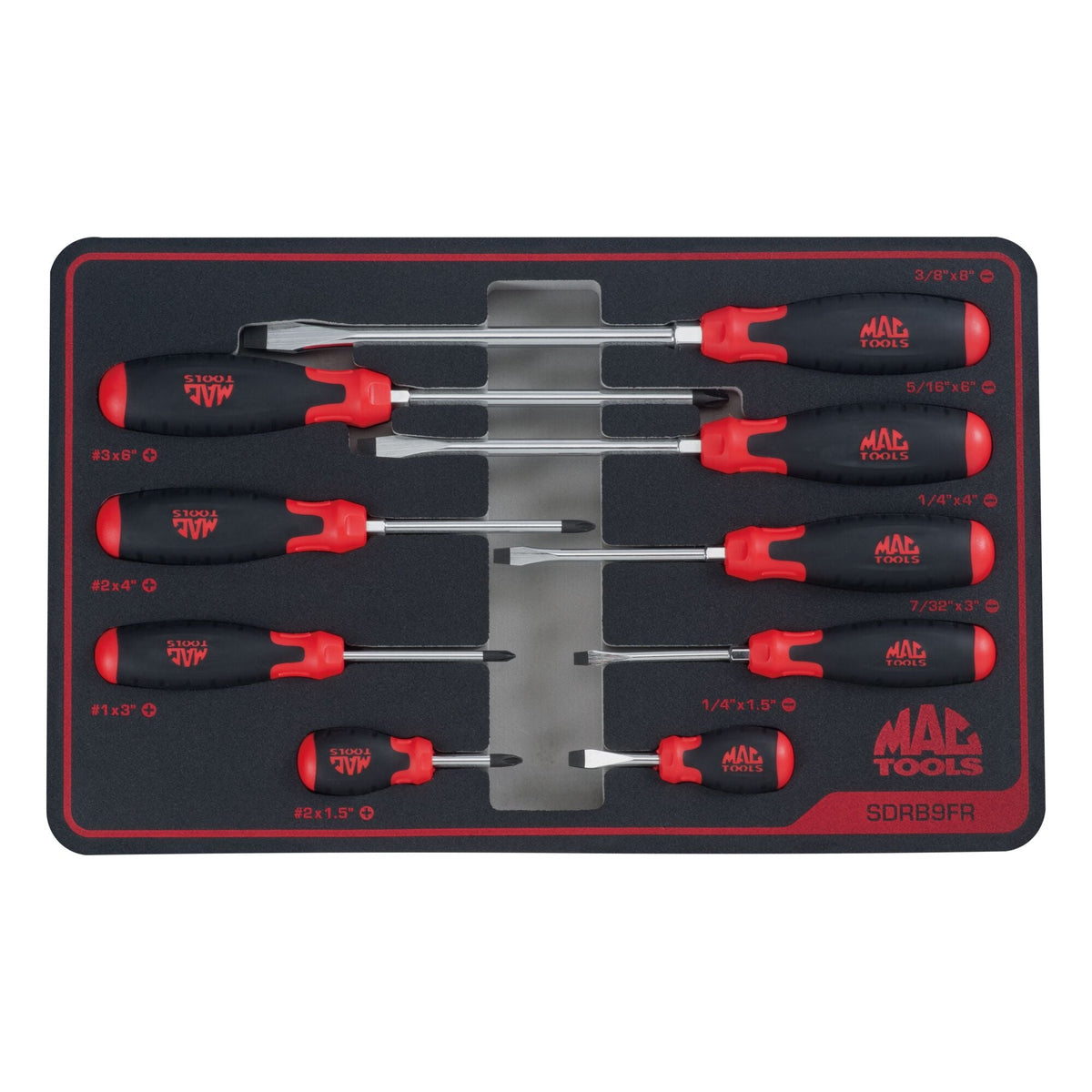 9-PC. Screwdriver Set in Foam - Red