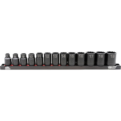 13-PC. 3/8” Drive Metric Spherical Impact Socket Set