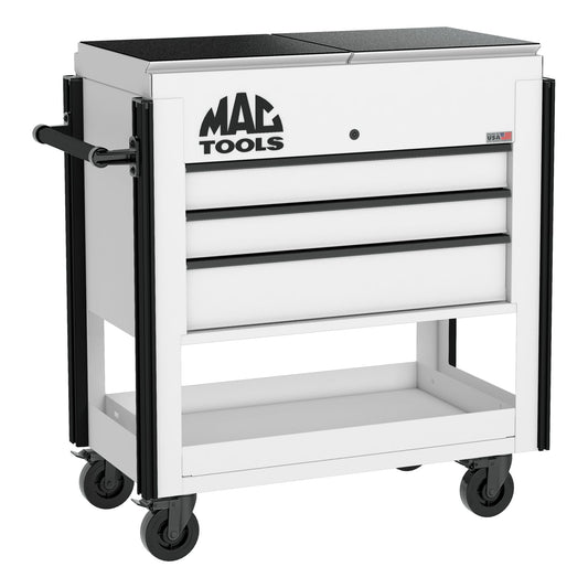 3-Drawer Utility Cart w/ Split Sliding Lid - Titanium White