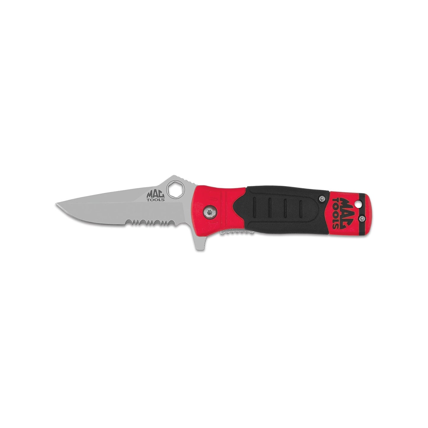 Mac-Grip™ Folding Serrated Pocket Knife 2.6" - Red