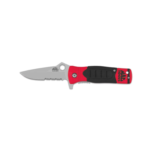 Mac-Grip™ Folding Serrated Pocket Knife 2.6" - Red