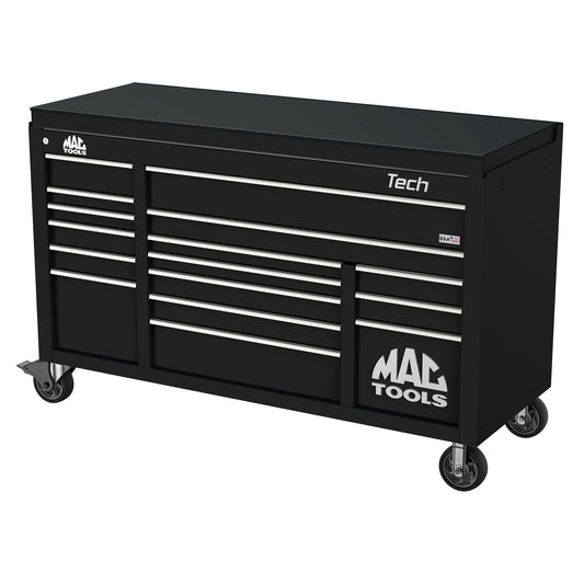 Tech™ Series 16-Drawer Drop Top Workstation - Flat Black