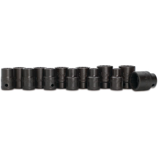 13-PC. 1/2" Drive Metric Impact Socket Set - 12-PT.