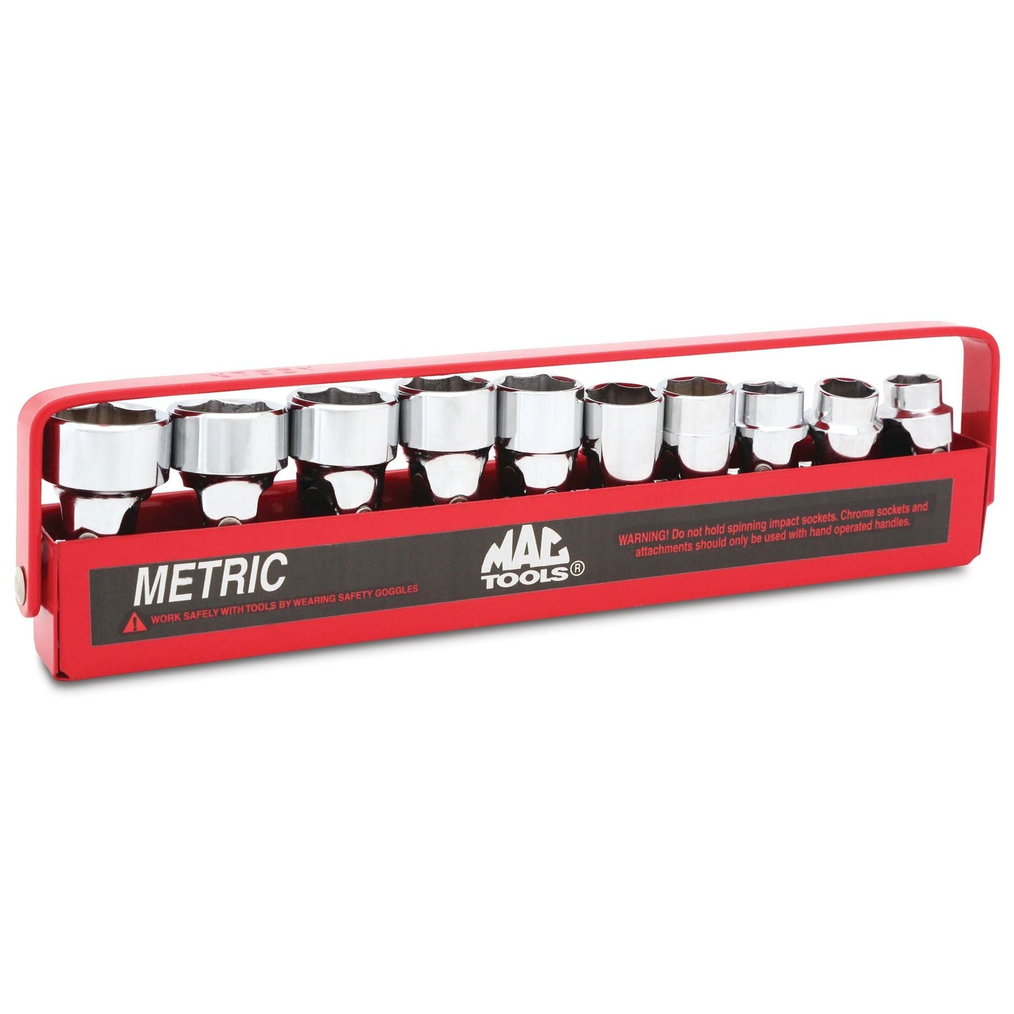 Socket Set, Universal Metric in Metal Tray 3/8" Drive - 10-PC.