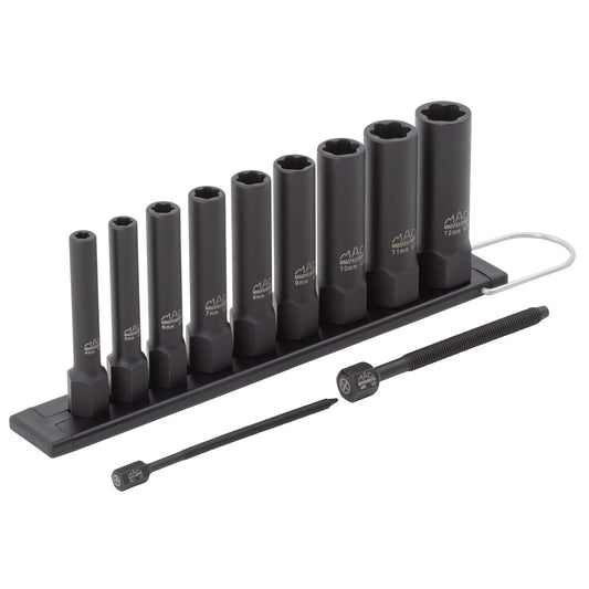 9-PC. 1/4" Drive R.B.R.T™ Metric Impact Foreign Object Removal (FOR) Deep Extractor Socket Set