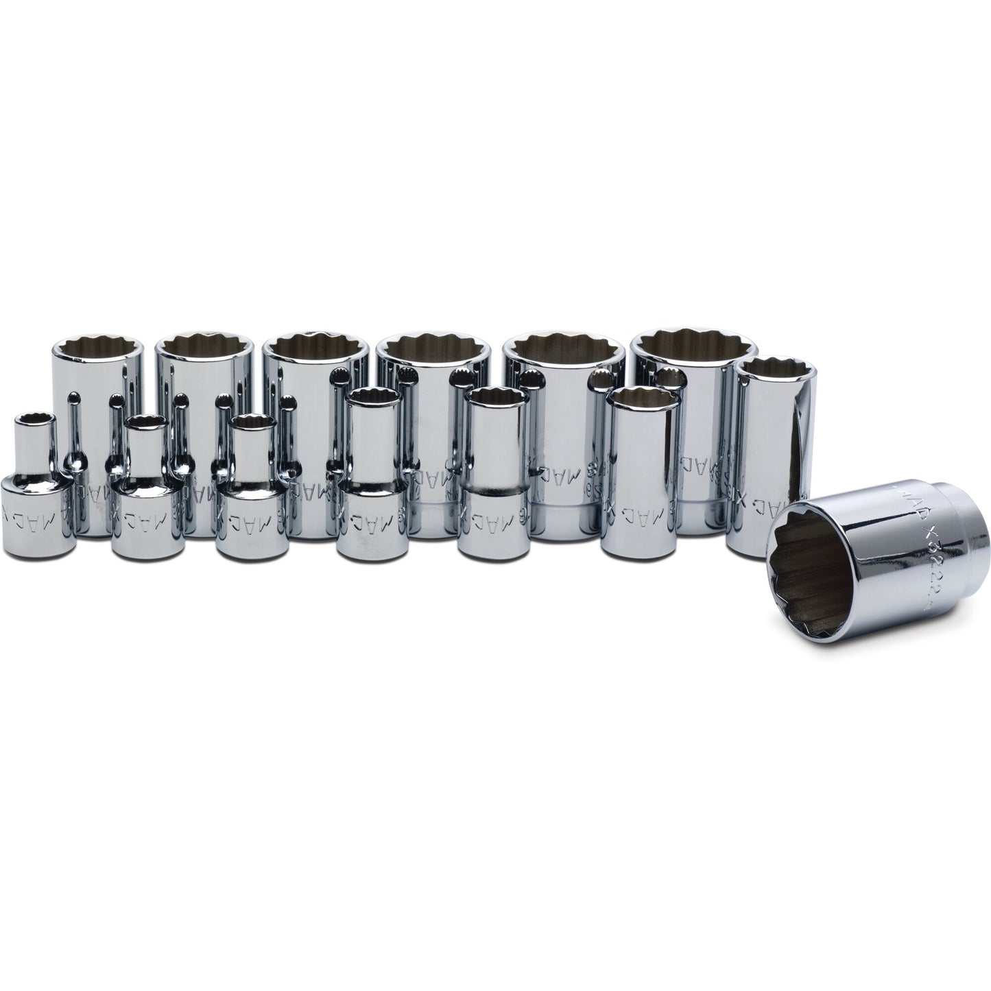 Socket Set, Intermediate SAE in Metal Tray 3/8" Drive - 14-PC.