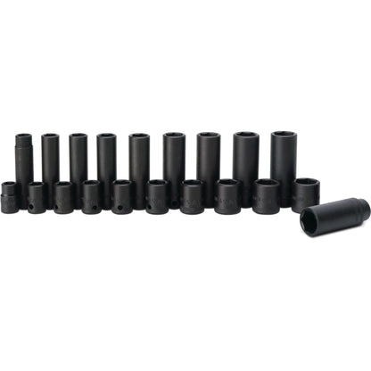 Socket Set, Impact Metric in Plastic Tray 3/8" Drive - 20-PC.