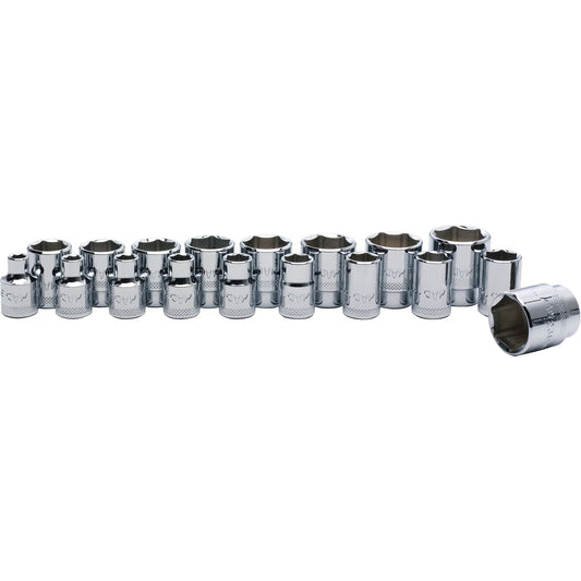 Socket Set, Standard Metric in Metal Tray 3/8" Drive - 18-PC.