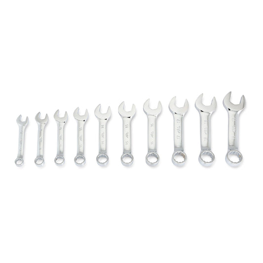10-PC. Metric Knuckle Saver™ Stubby Combination Wrench Set - 12-PT.