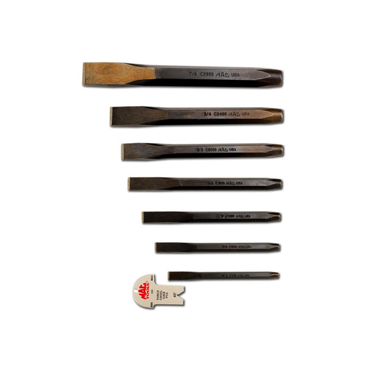 7-PC. Flat Tip Chisel Set with Gauge
