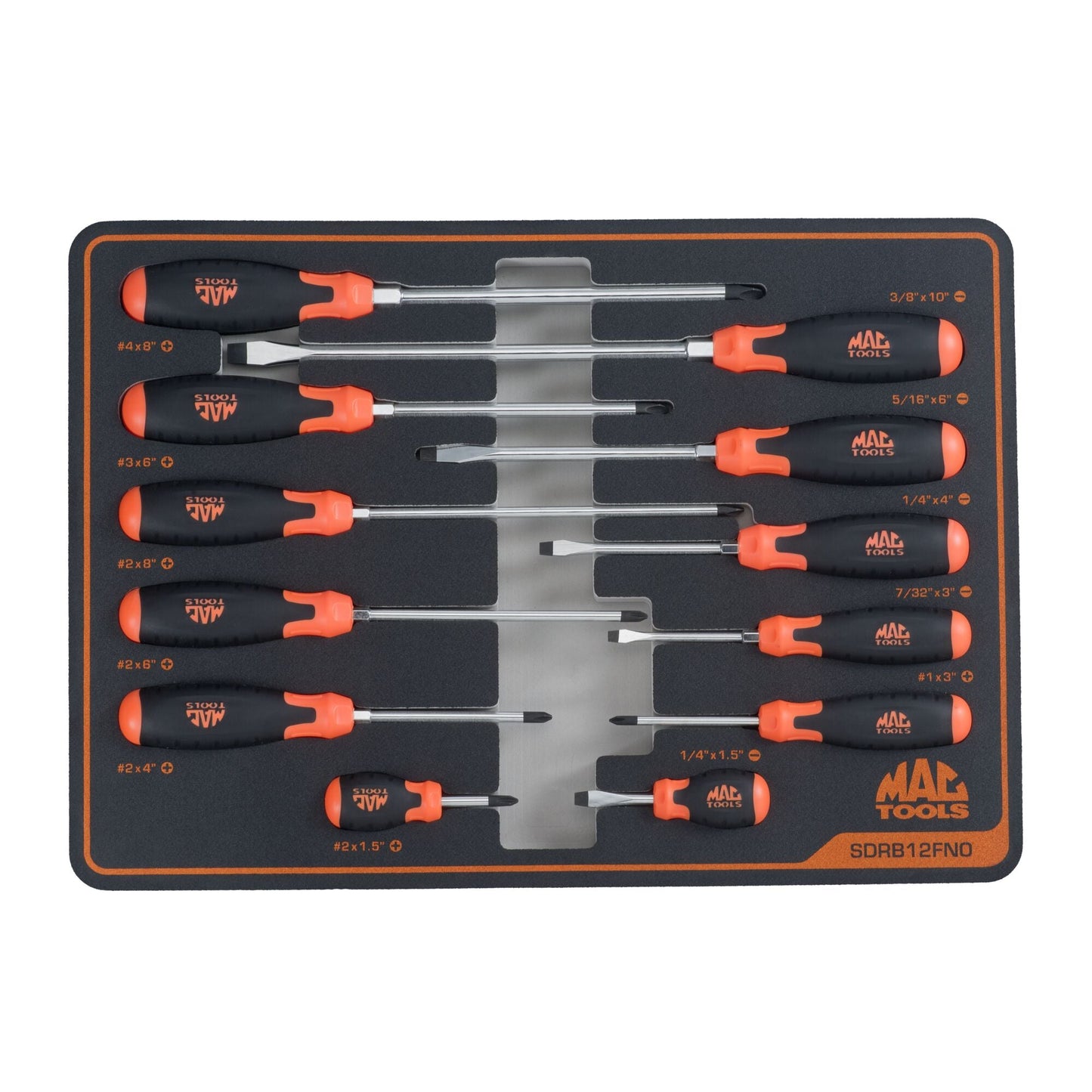 12-PC. Screwdriver Set in Foam – Orange