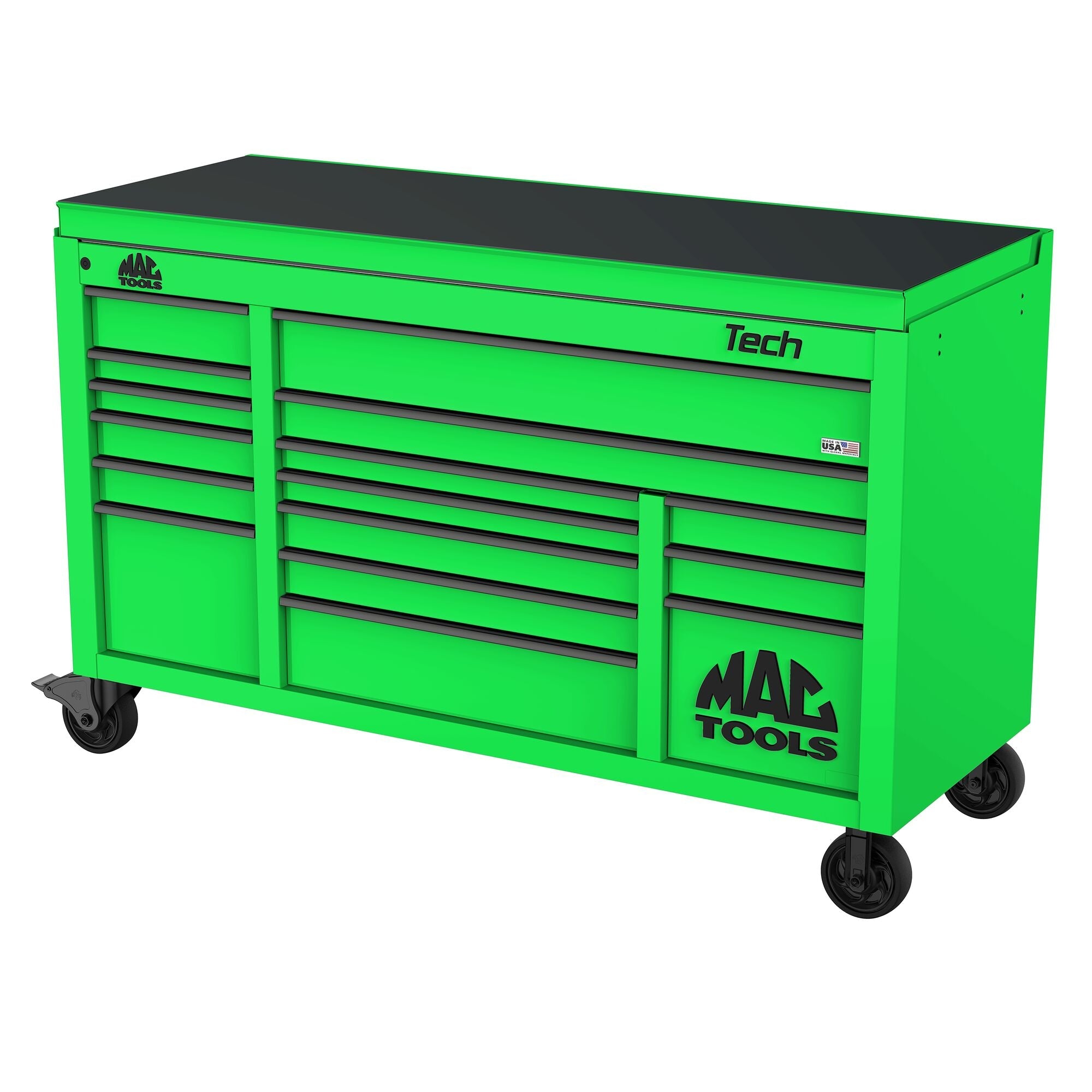 Tech™ Series 16-Drawer Drop Top Workstation - Lime Green