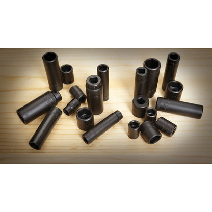 Socket Set, Impact Metric in Plastic Tray 3/8" Drive - 20-PC.