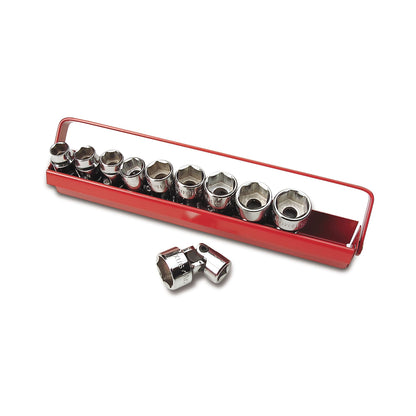Socket Set, Universal Metric in Metal Tray 3/8" Drive - 10-PC.