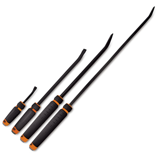 4-PC. Capped Comfort-Handle Curved-Head Pry Bar Set – Hi-Vis Orange