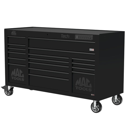 Tech™ Series 16-Drawer Workstation with PowerTech™ Drawer - Flat Black