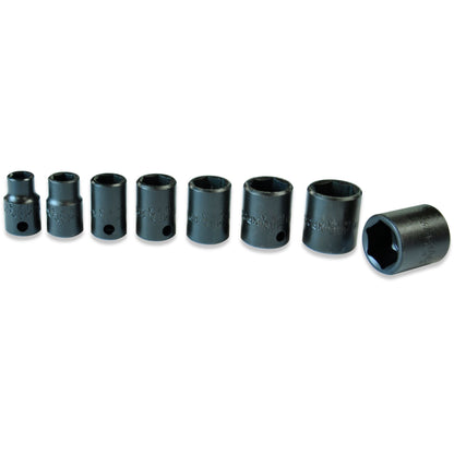 Socket Set, Standard Impact SAE in Metal Tray 3/8" Drive - 8-PC.
