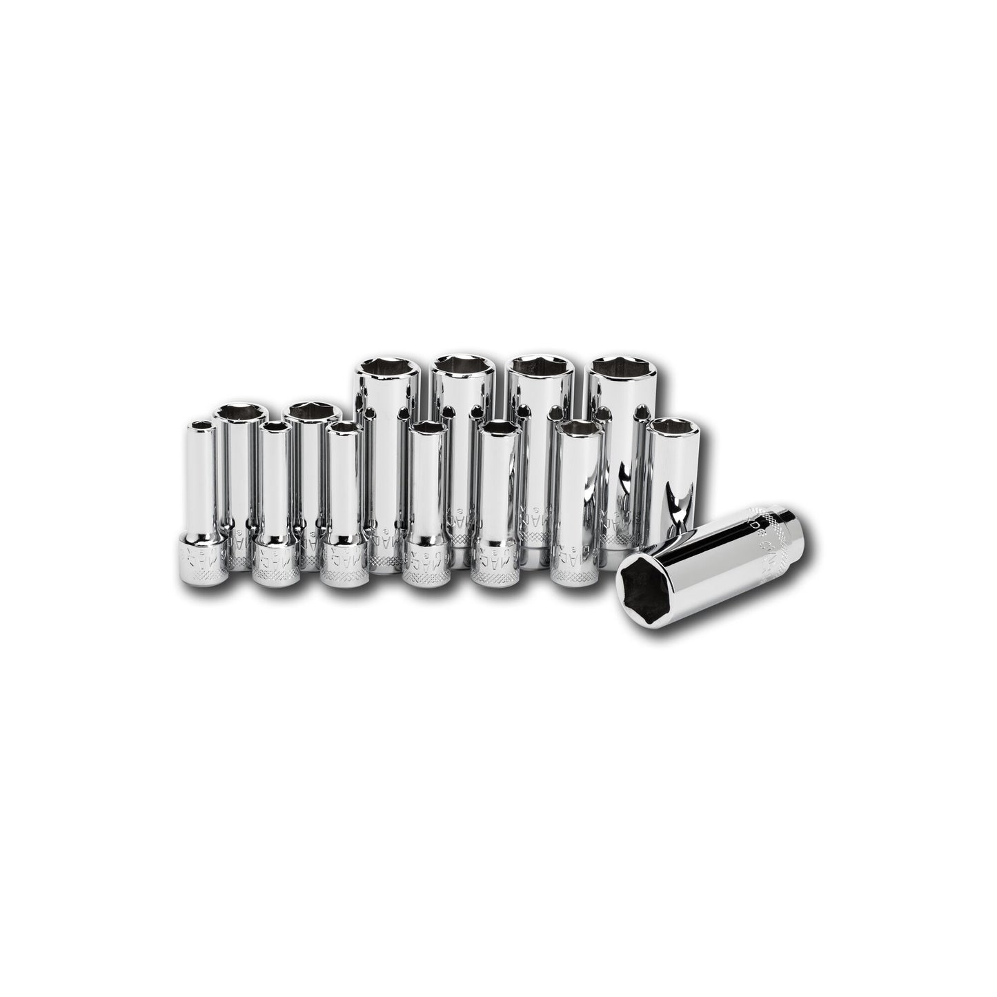 Socket Set, Deep Metric in Metal Tray 3/8" Drive - 14-PC.