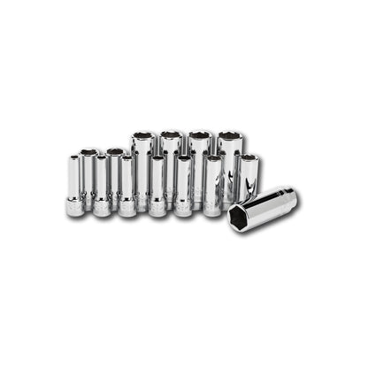 Socket Set, Deep Metric in Metal Tray 3/8" Drive - 14-PC.