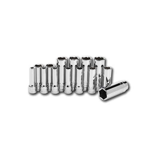 Socket Set, Deep Metric in Metal Tray 3/8" Drive - 14-PC.