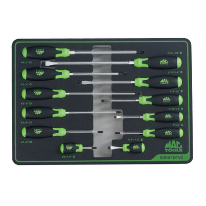 12-PC. Screwdriver Set in Foam – Green