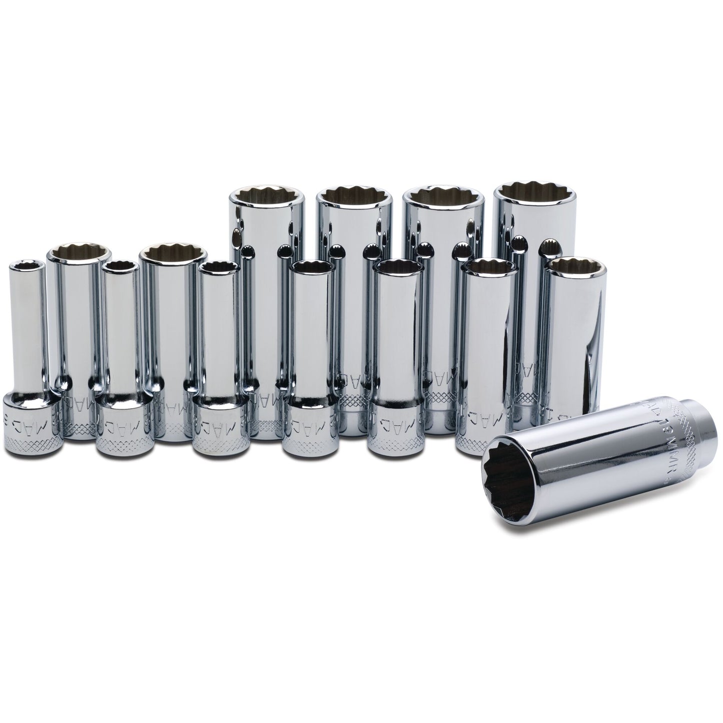 Socket Set, Deep Metric in Metal Tray 3/8" Drive - 14-PC.