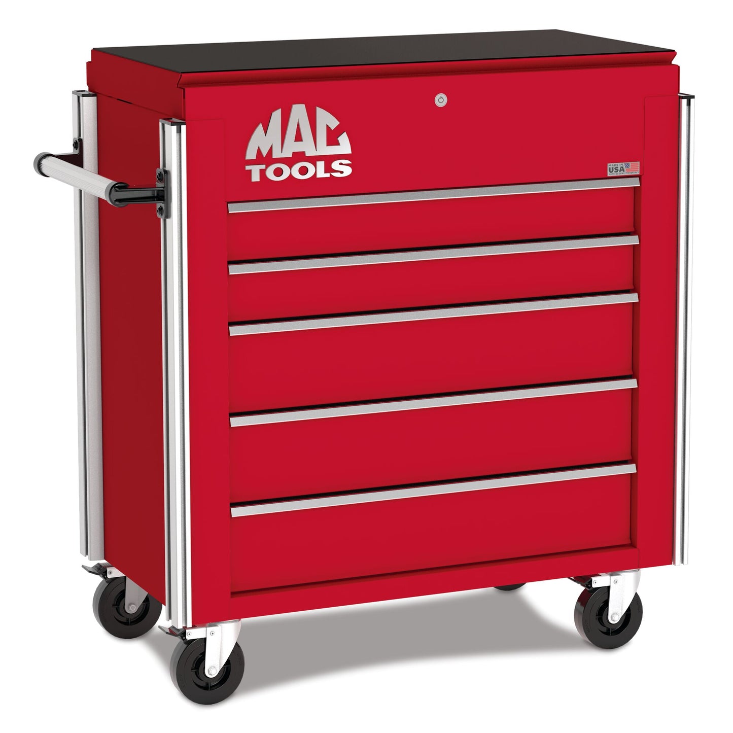 5-Drawer Utility Cart w/ Full Lid - Firebrick Red