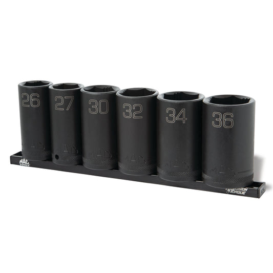6-PC. 1/2" Drive Metric Deep Impact Socket Set - 6-PT.