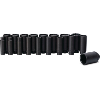 18-PC. 1/2" Drive SAE Deep Impact Socket Set - 6-PT.