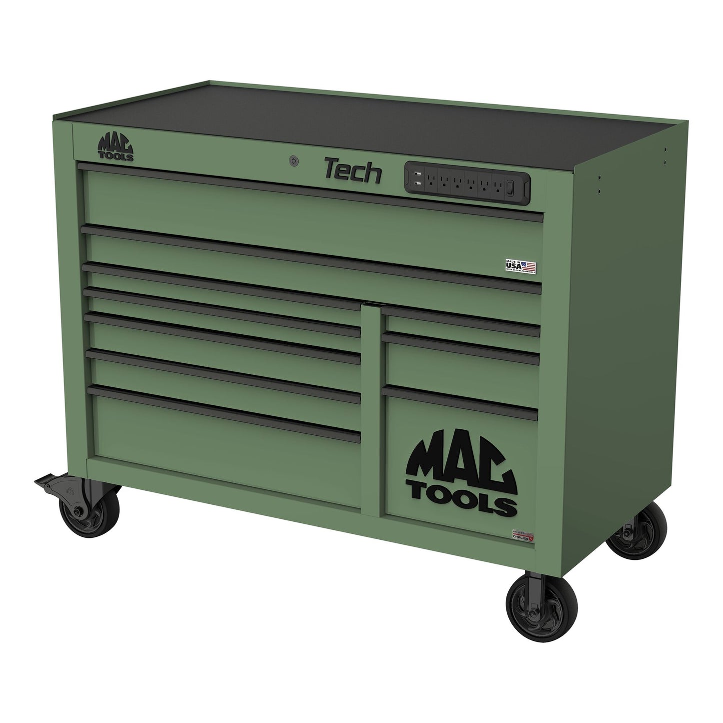 Tech™ Series 10-Drawer Workstation with PowerTech™ Drawer - Olive Green