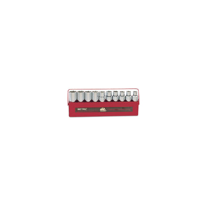 10-PC. 1/2" Drive Metric Deep Socket Set - 6-PT.