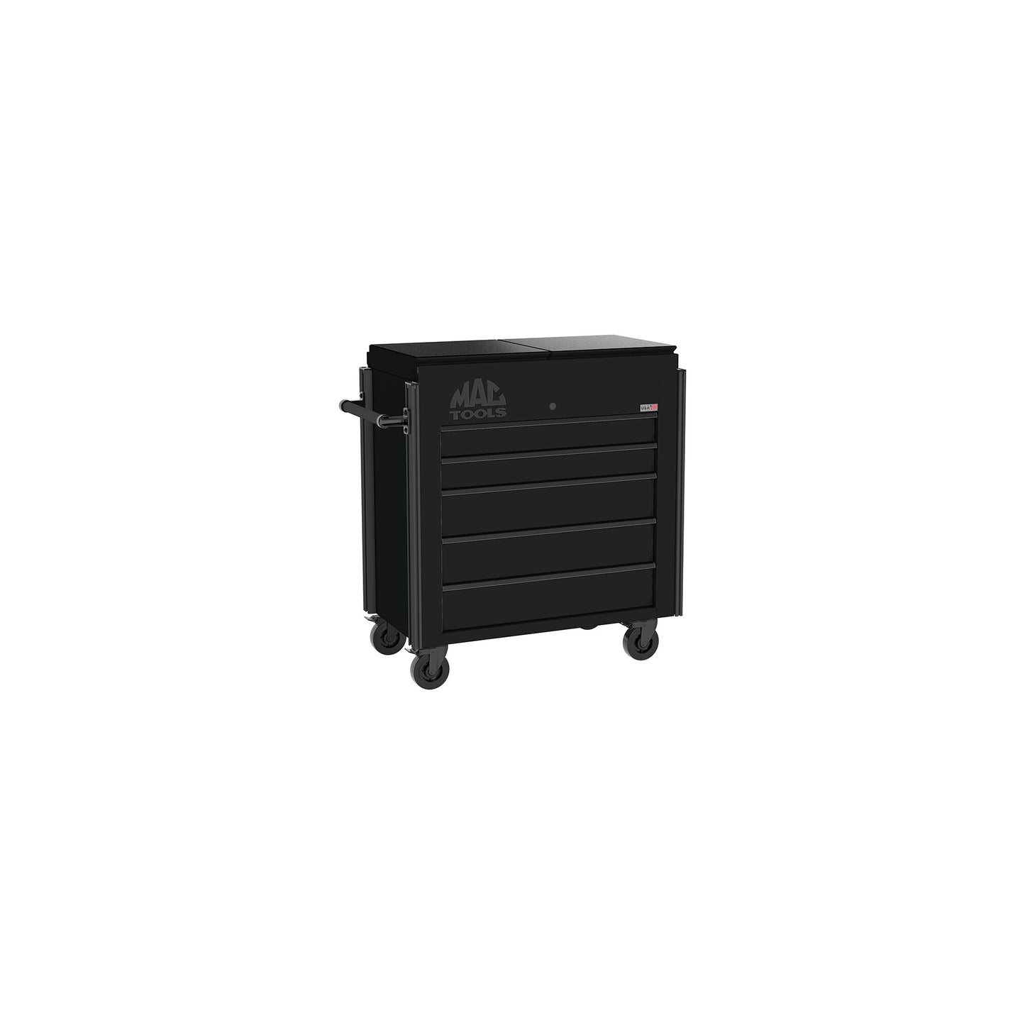 5-Drawer Utility Cart w/ Split Sliding Lid - Flat Black
