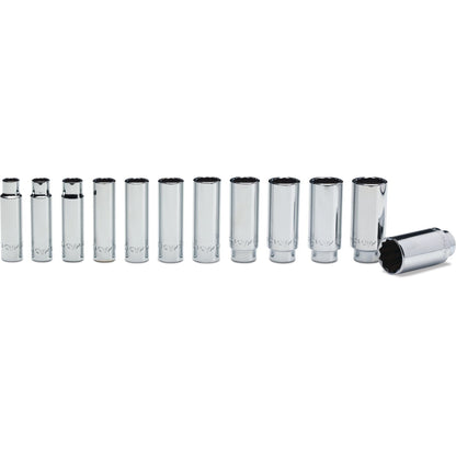 12-PC. 1/2" Drive SAE Deep Socket Set - 12-PT.