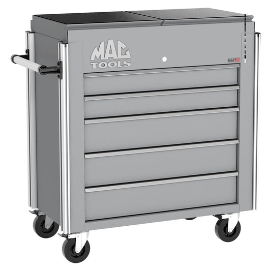 5-Drawer Utility Cart w/ Split Sliding Lid - Mica Gray