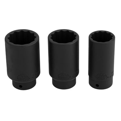 3-PC. 1/2" Drive Axle Nut Socket Set - 12-PT.
